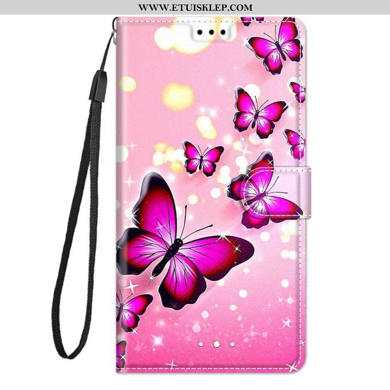 Etui Folio do Xiaomi 12 / 12X Wachlarz Motyli Ze Smyczą